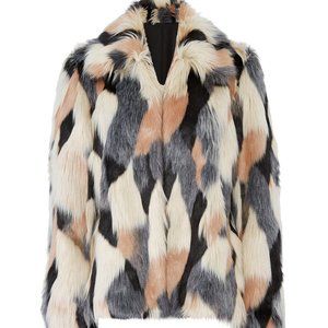 Pink Multi Colored Faux Fur Jacket